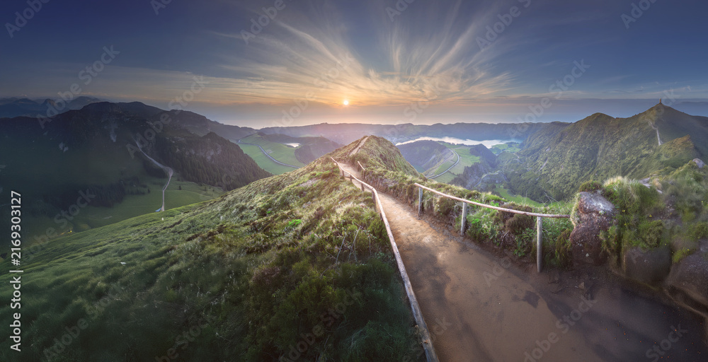 Fototapeta premium Mountain landscape Ponta Delgada island, Azores