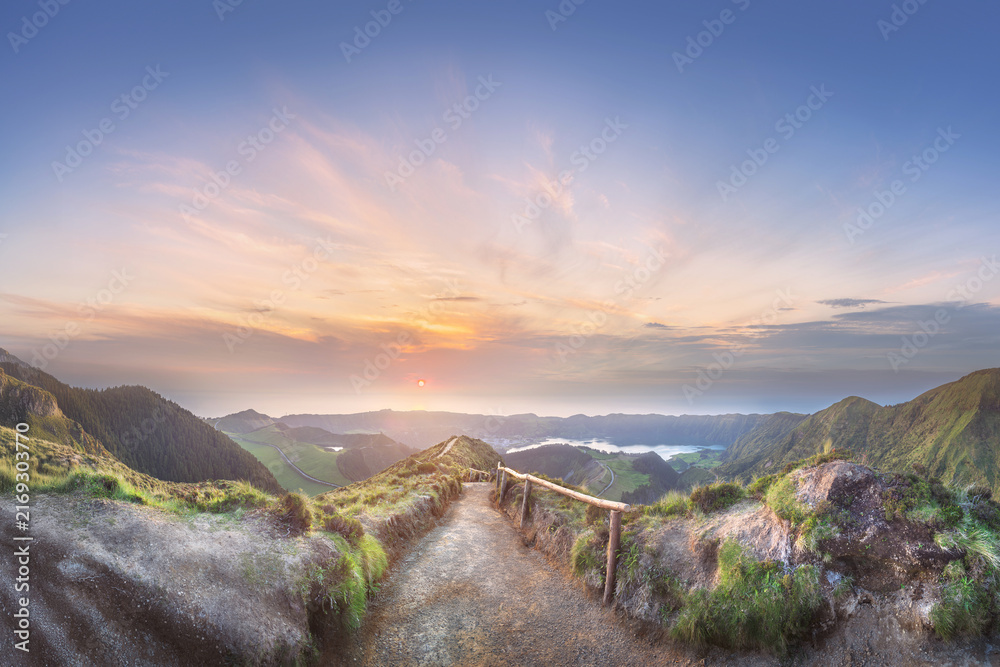 Fototapeta premium Mountain landscape Ponta Delgada island, Azores