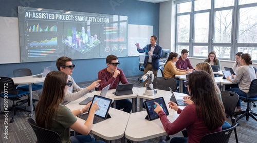 Students Using Transparent Screen