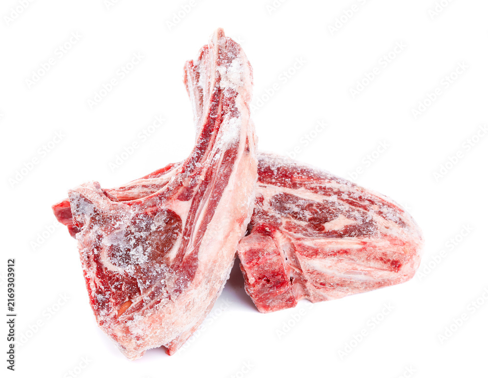 Obraz premium Fresh French Lamb Tomahawk Chops - Premium Frozen Meat Cuts with Bone for Gourmet Cooking