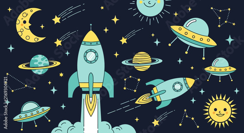 Whimsical and charming vector illustration featuring playful elements and decorative graphics, creative flat design digital artwork on white background for greeting cards and web layouts.