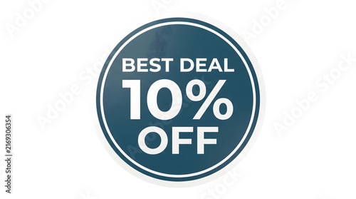 Ten Percent Off Best Deal Round Blue Sale Badge Sticker Vector Template Design