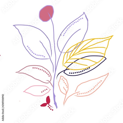 Принти на полотні Abstract leaves with colorful nuance