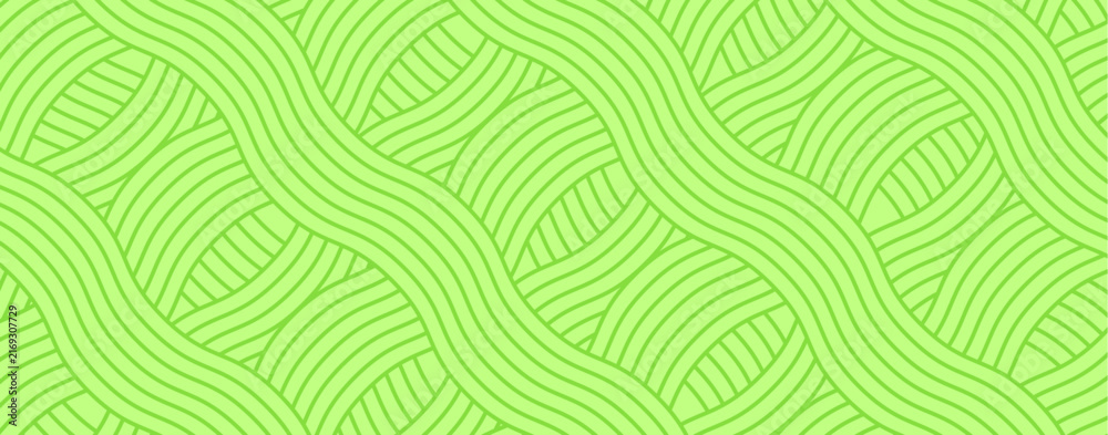 Fototapeta premium Simple wavy farm pattern background with abstract green texture and organic field lines. Agricultural vector design with geometric grass elements, forest summer waves and vineyard landscape views.