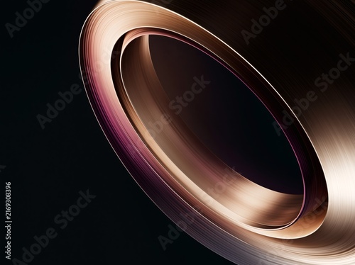 Obraz na płótnie A minimalist 3D render displays concentric curved metallic arcs overlapping in a