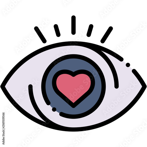 Obraz na plátně Eye Love Romance Attraction Admiration Vision and Passion Vector Icons