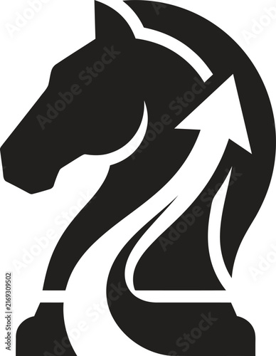 Chess knight piece icon on white background