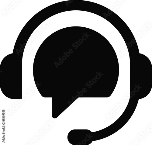 Customer service headset and speech bubble vector icon