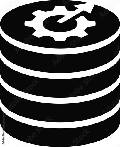 icon of stacked hard drive disks with database symbol