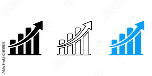 3D bar charts with upward arrows illustrating rapid business growth and financial success metrics