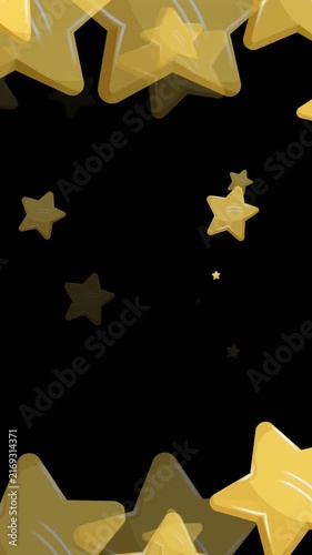 Animation of stars over rainbow on black background