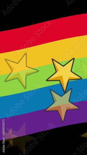 Animation of stars over rainbow background