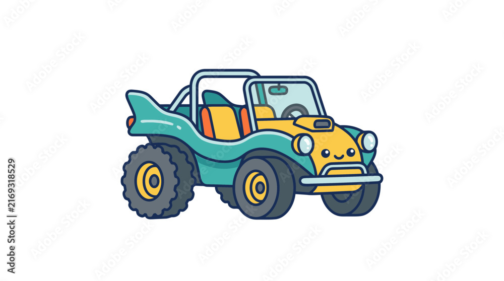 Fototapeta premium Blue and yellow off-road buggy vehicle illustration.