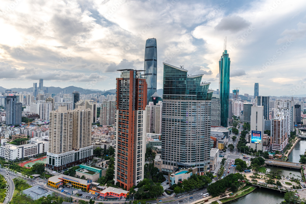 Fototapeta premium Shenzhen Luohu District Cityscape with Modern Skyscrapers