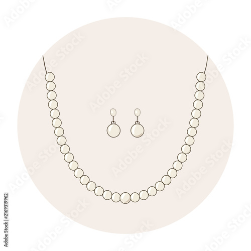 Elegant pearl necklace and matching earrings set