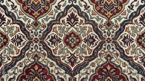 Detailed and colorful woven textile background featuring intricate patterns perfect for various design projects