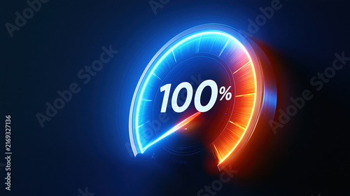 Speedometer gauge showing full performance with AI agent cybersecurity concept