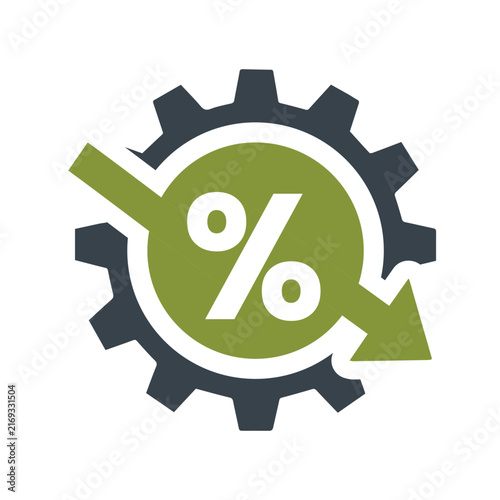 Modern Percentage Gear Logo with Financial Growth and Discount Concept for Business Finance Marketing and Investment Branding