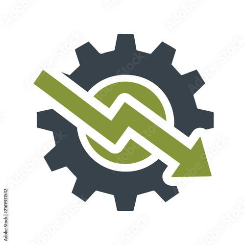 Modern Gear and Circular Arrow Logo with Industrial Process Concept for Engineering Manufacturing Technology and Business Branding