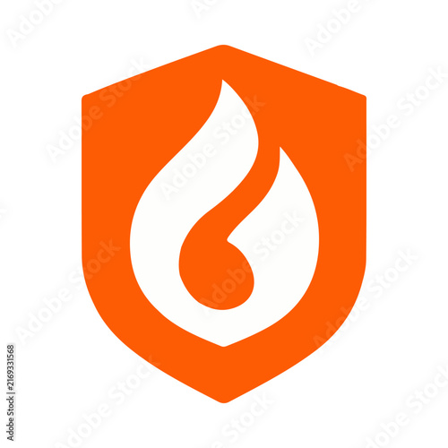 Modern Flame Shield Logo with Bold Fire Protection Symbol for Energy Safety Security and Industrial Business Branding