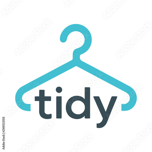 Modern Tidy Clothes Hanger Logo with Clean Minimal Typography for Laundry Organization Housekeeping Fashion and Home Branding