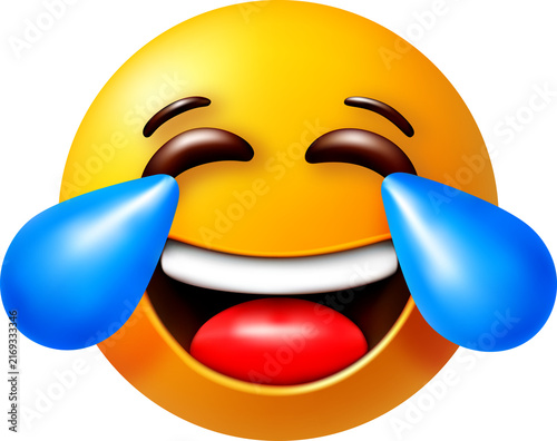 3d yellow emoji face laughing with tears