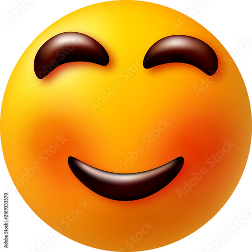 3D emoji with closed eyes and blushing cheeks