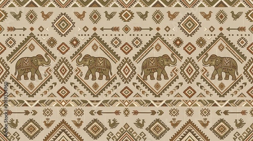 Intricate lanna woven textile pattern featuring elephants and geometric designs for cultural and artistic backgrounds