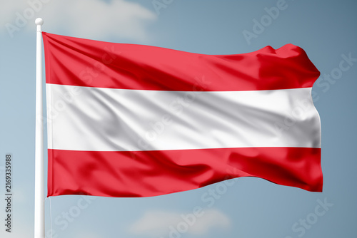 Obraz na płótnie Austrian flag waving proudly in the breeze captured in a high quality profession