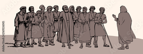 Vector illustration. Jesus chose 12 apostles.