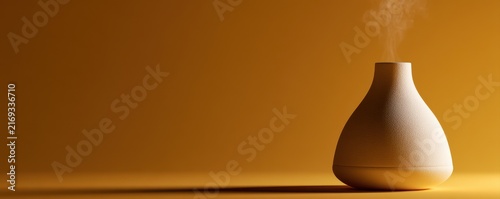 An unbranded aroma diffuser with a subtle visible mist, representing a mindful self-care ritual.
