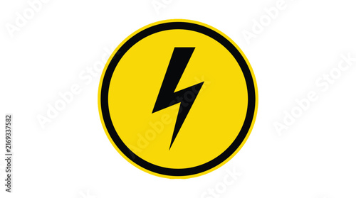 Yellow electrical warning sign featuring a bold black lightning bolt vector graphic for industrial safety signage