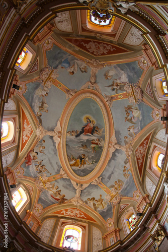 Beautifully painted ceiling of the Church of the Annunciation of Our Lady, Mdina, Malta  