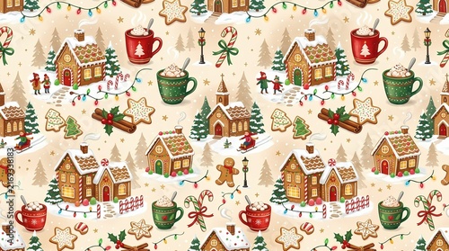 Charming christmas village design featuring cozy homes warm beverages and delightful holiday decorations