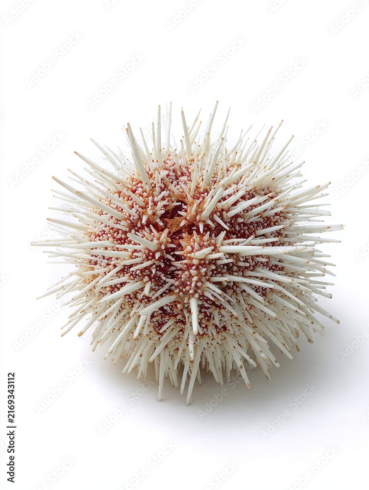 Fototapeta premium Macro Studio Shot Of A White Sea Urchin Isolated On A Clean White Background