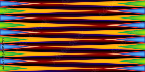 Canvastavla Abstract zigzag pattern features vibrant primary colors with sharp geometric triangles arranged in symmetrical horizontal rows for web