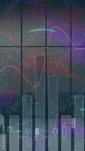 Biometric fingerprint scanner and statistical data processing against view of cityscape from window