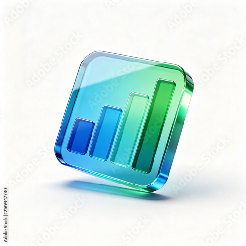 Transparent blue green analytics chart icon