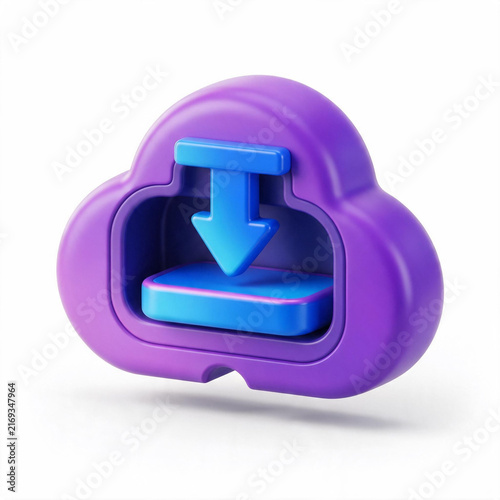 Purple cloud download tray icon