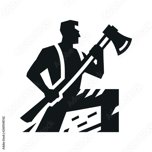 Tree Cutter Man Silhouette – Lumberjack with Chainsaw