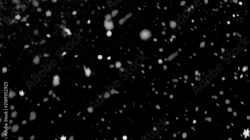 Falling Snowflakes on Black Background