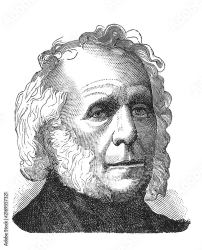 David Brewster (1781 – 1868), Scottish physicist and inventor, engraved portrait, old vintage illustration, 1894.