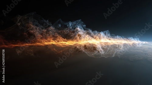 Fiery Arrow of Smoke in Space, A vibrant arrow of smoke trails through the dark expanse of space