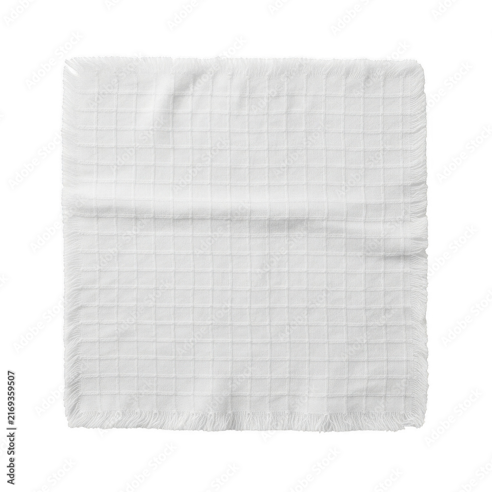 Naklejka premium Square piece of white fabric with a grid pattern isolated on transparent background