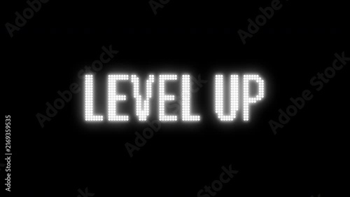 Level Up LED Matrix Kinetic Display Text Animation On Black Background 4K Video