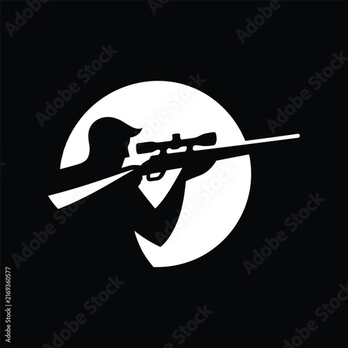 Sniper Soldier Silhouette – Military Marksman with Rifle
