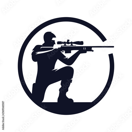 Sniper Soldier Silhouette – Military Marksman with Rifle