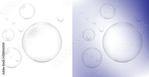 3D Transparent Water Bubbles and White Spheres Isolated on Transparent Background