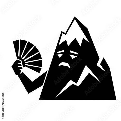 Obraz na płótnie Melting Mountain with Folding Fan Climate Change Icon