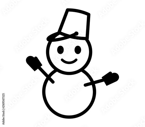 シンプルな黒い線の雪だるまアイコン